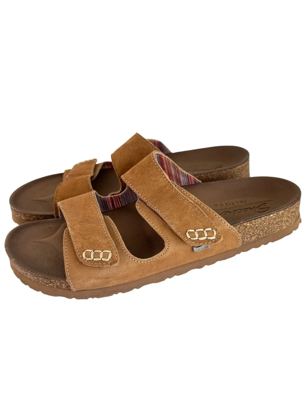 Skechers GRANOLA Arch Fit Sandals Womens Size 9 Tan Two Strap Luxe Foam Cork NEW